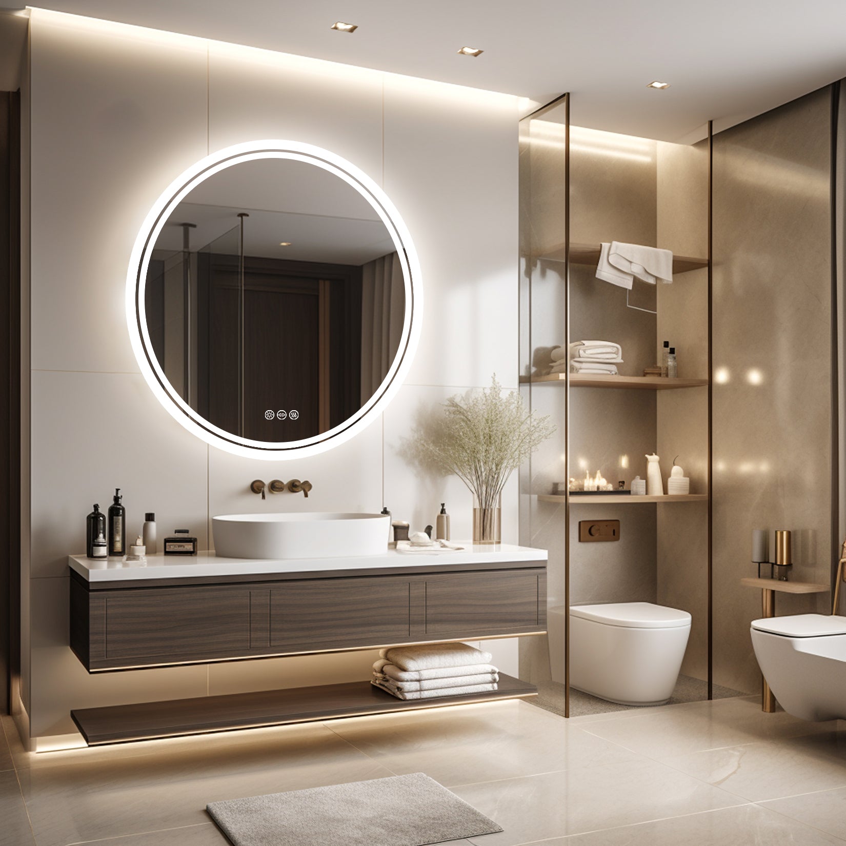 Miroir de Salle de Bain Rond LED