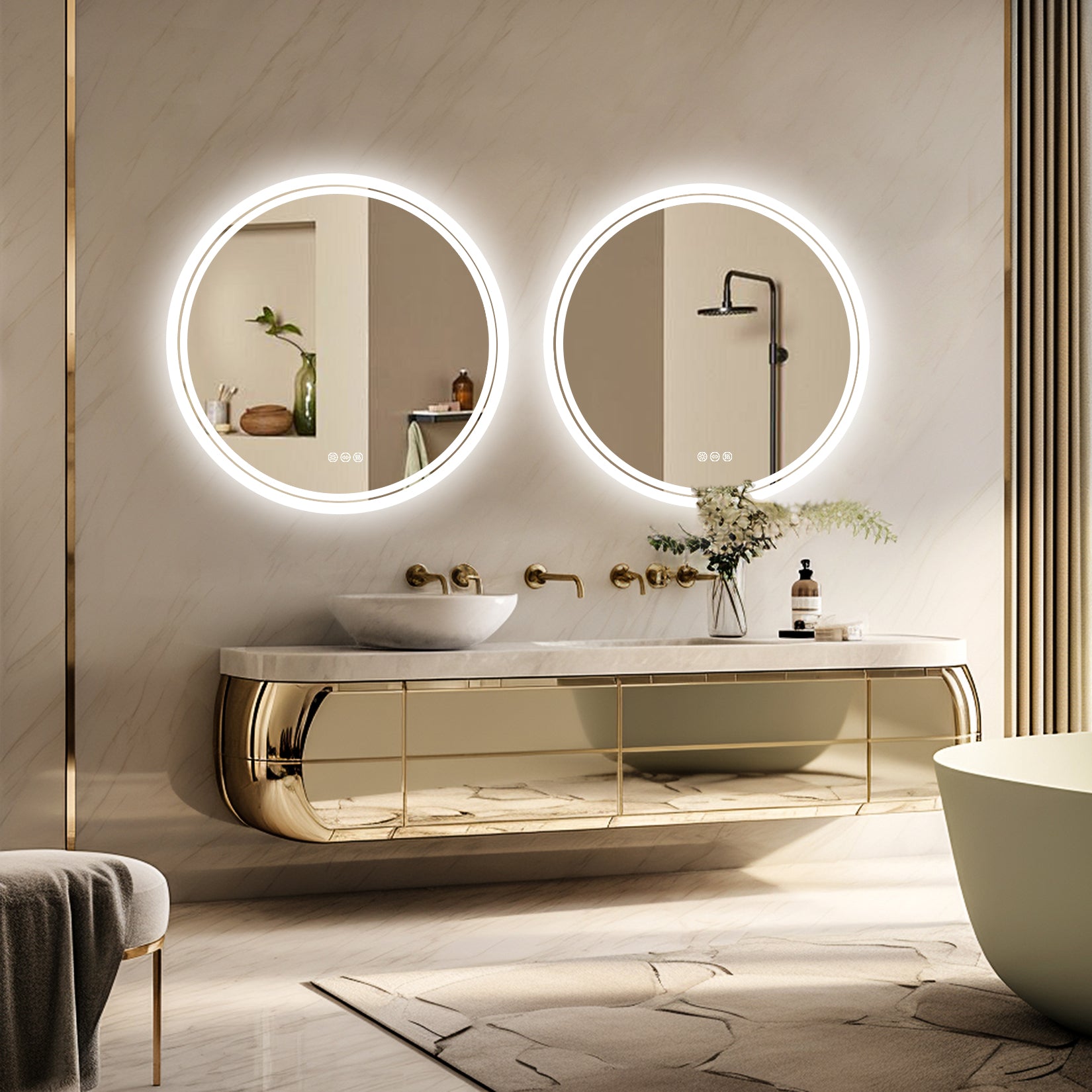 Miroir de Salle de Bain Rond LED