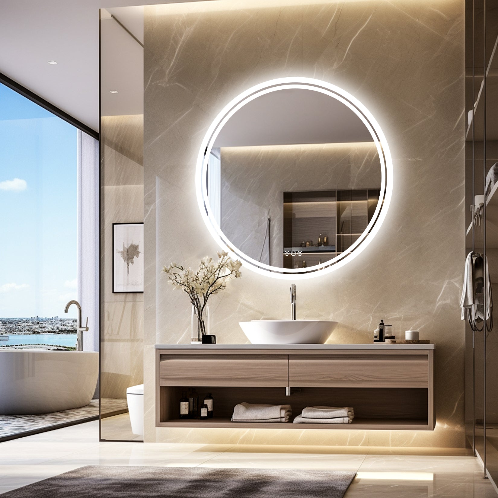 Miroir de Salle de Bain Rond LED