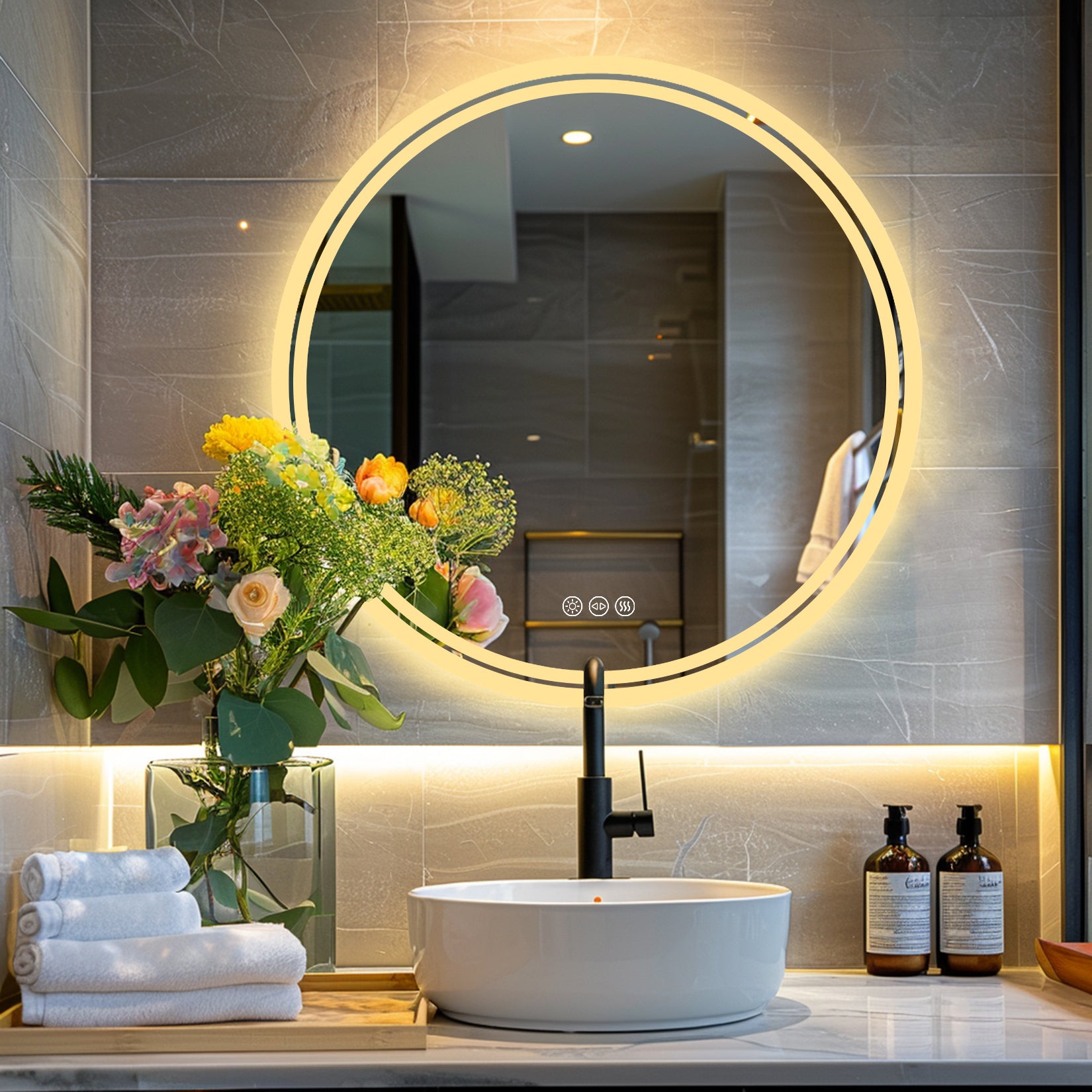 Miroir de Salle de Bain Rond LED