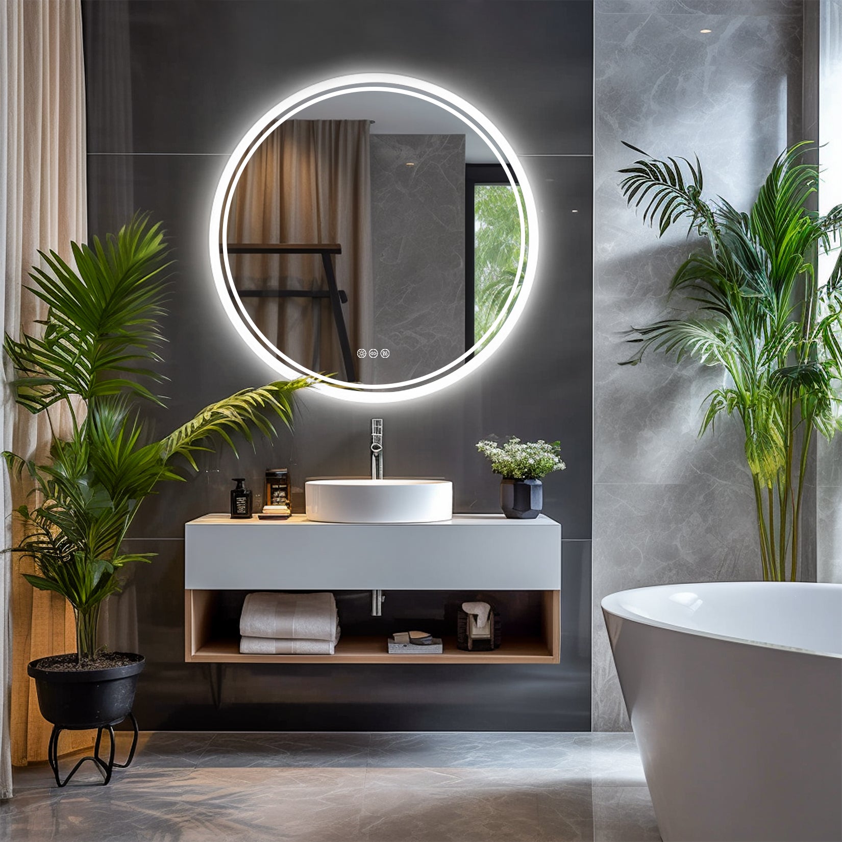 Miroir de Salle de Bain Rond LED