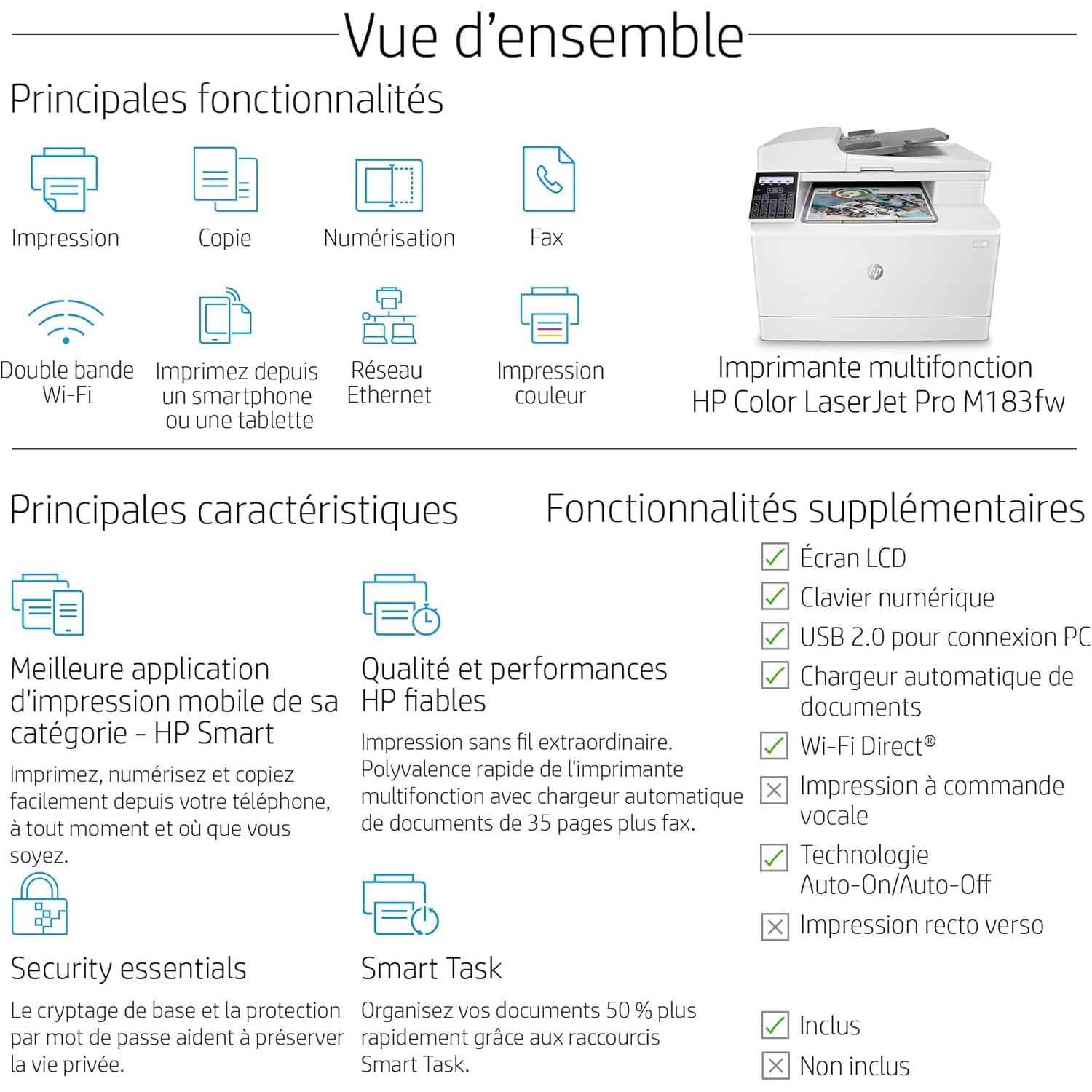 HP Color LaserJet Pro MFP M183fw – Laser 4‑en‑1